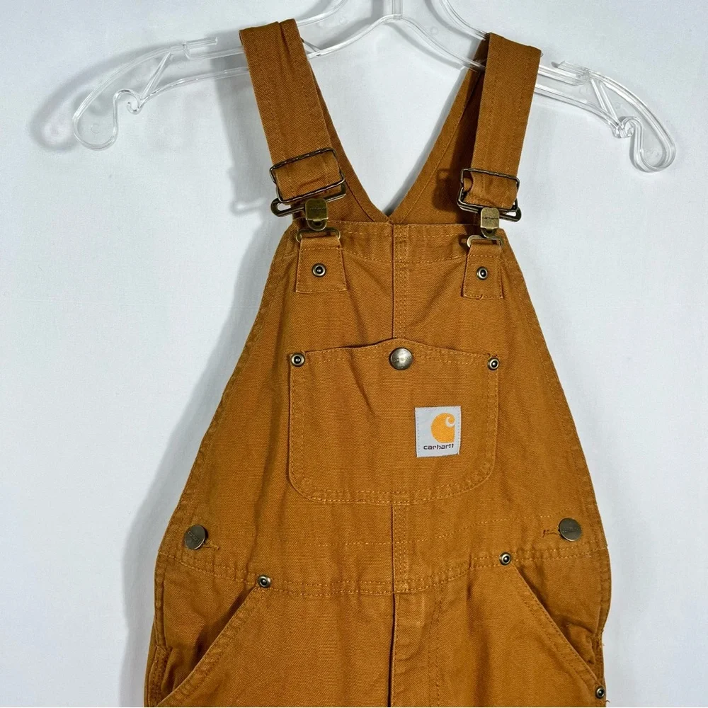 Carhartt Kids Khaki Tan Double Knee Lined Insulated Overalls  Workwear Youth 7 - Picture 4 of 7